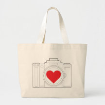 Camera Heart Tote Bags