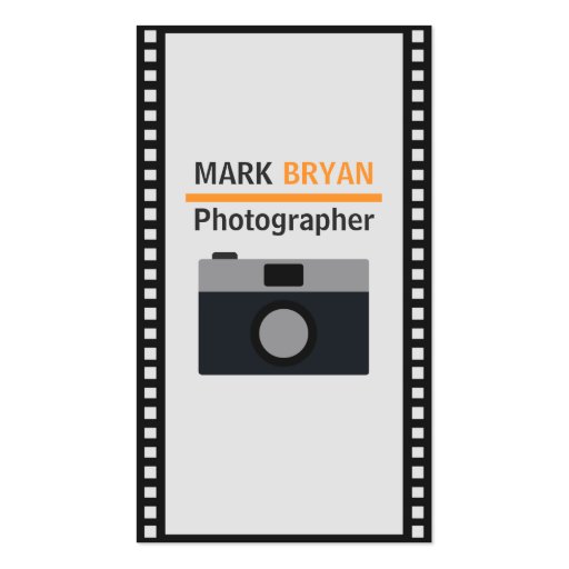 Camera Icon with Film Strip for Photographer Business Cards (front side)