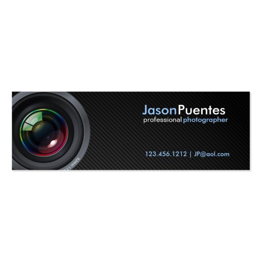 Camera Lens on Faux Carbon Fiber Business Card Template (front side)