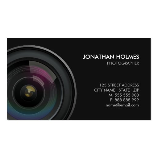 Camera Lens Photographer business card (front side)