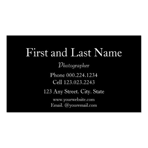 Camera Lens Photography Business Card (back side)