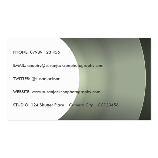 Camera Lens Photography Business Card (back side)