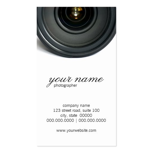 Camera Lens Photography Business Cards (front side)