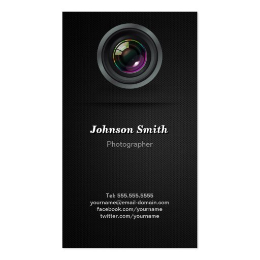 Camera Lens - Show Your Best Photo on the Back Business Card Template (front side)