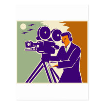 Cameraman Film Crew Vintage Video Movie Camera Postcards