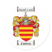 CAMERON FAMILY CREST -  CAMERON COAT OF ARMS stickers