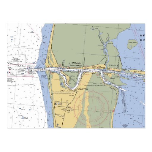 Cameron Louisiana Nautical Harbor Chart postcard Zazzle