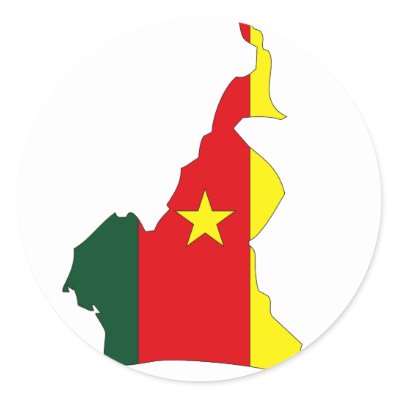 Cameroon flag map sticker by