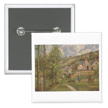 Camille Pissarro - Landscape @ Pontoise 1874 Oil Pinback Button