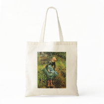 Camille Pissarro - Peasant Girl w. Stick 1881 Oil Canvas Bag