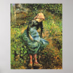 Camille Pissarro - Peasant Girl w. Stick 1881 Oil Print