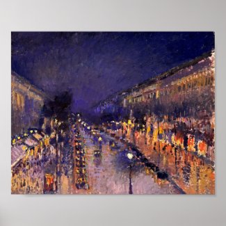 Camille Pissarro The Boulevard Montmartre At Night Posters