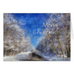 Camino nevado - Felices Navidad impresionistas Tarjetón