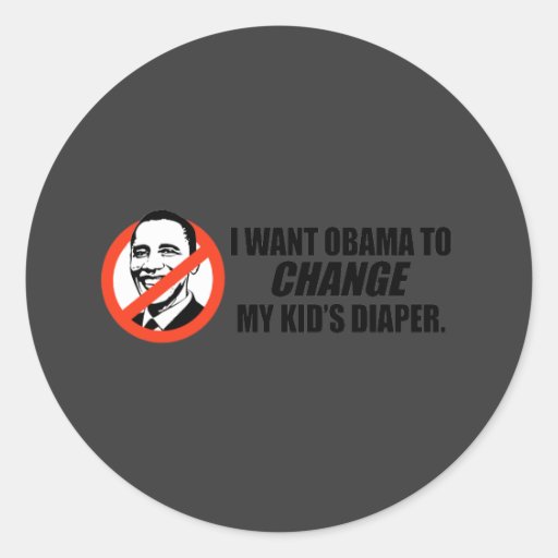 Camiseta de Anti-Obama - cambie mi pañal de los ni Pegatinas Redondas