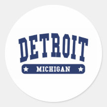 Camisetas del estilo de la universidad de Detroit  Pegatinas Redondas