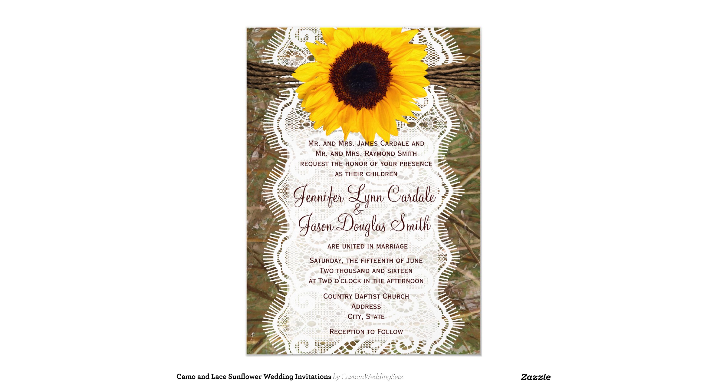 camo_and_lace_sunflower_wedding_invitations