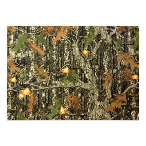 Camo and Orange Lily Wedding Invitation