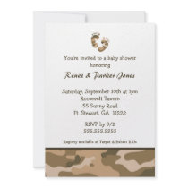 Camo Army Brown Baby Feet Shower Invitation