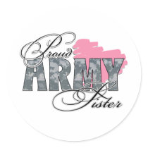 Camo Army Sister Round Stickers