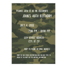 Camo Birthday Party Invitation