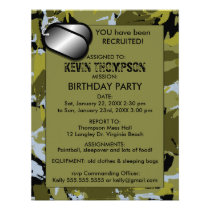 Camo Boy's Birthday Party Invititation Custom Announcement