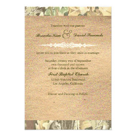 Camo Burlap Wedding Invitation