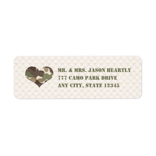 Camo Camouflage Heart Return Address Labels | Zazzle