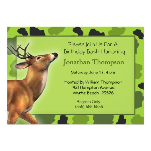 Camo Deer Birthday Invitation