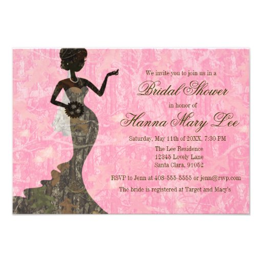 Camo Elegant Pink Bridal Shower Invitation