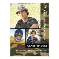 Camo Green 3 Photo Graduation Cards