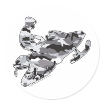 Camo Grey Sled on Black copy stickers by snomotease Camo Grey Sled on Black copy stickers