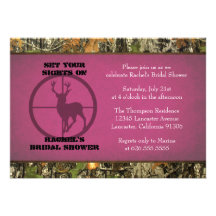 Camo Hot Pink Bridal Shower Invitations