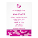 Camo Hot Pink Feet Baby Shower Invitation