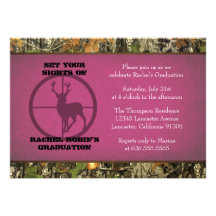 Camo Hot Pink Graduation Invitations