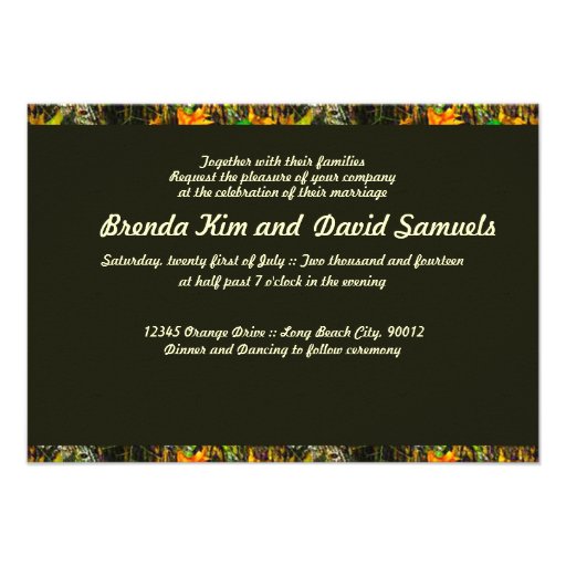 Camo Hunting Elegant Wedding Invitation