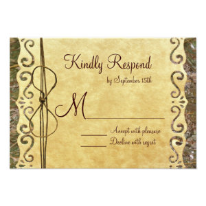 Camo Hunting Vintage Paper Wedding RSVP Cards