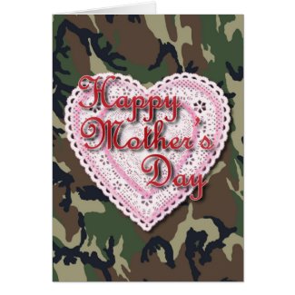 Camo Laced Heart for Mother's Day (From Me) Greeting Cards