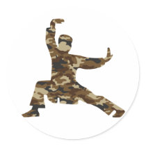Camo Martial Arts Man Silhouette stickers by evrose Camo Martial Arts Man Silhouette stickers