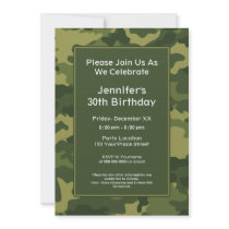 Camo Military Theme Birthday Party Invites