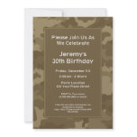 Camo Military Theme Birthday Party Custom Invitation
