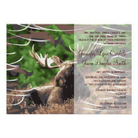 Camo Moose Hunting Theme Wedding Invitations