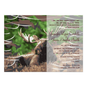 Camo Moose Hunting Theme Wedding Invitations