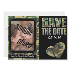 Camo Pattern Save The Date Announcement Card zazzle_invitation