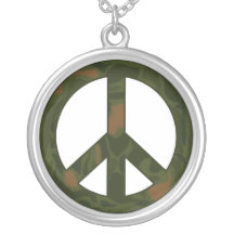 Camo Peace Sign Necklace