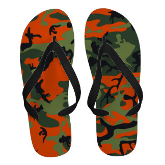 Camo Print Hunter Orange Flip Flops