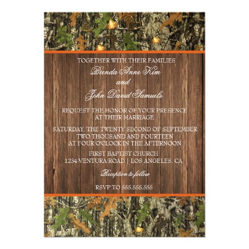 Camo Rustic Wedding Invitation