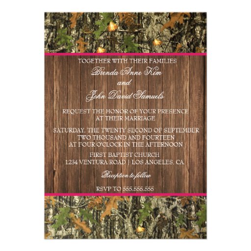 Camo Rustic Wedding Invitation