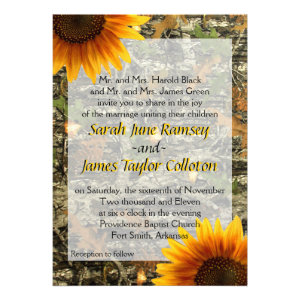 Camo & Sunflower Wedding Invitation