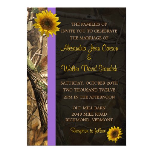 Camo Sunflower Wedding Invitations (front side)