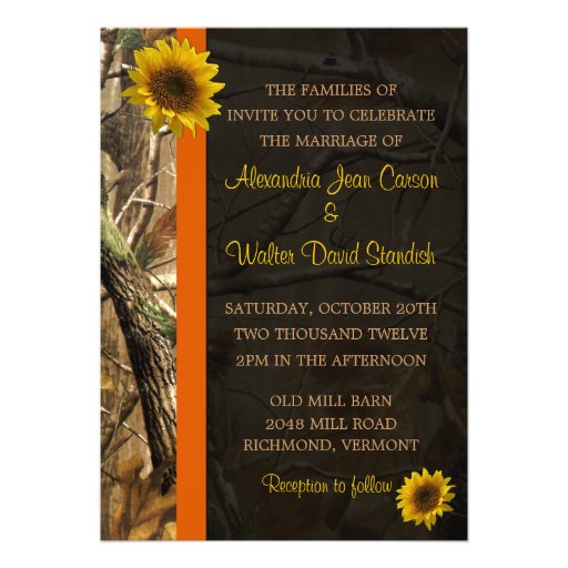 Camo & Sunflowers Custom Announcements (front side)